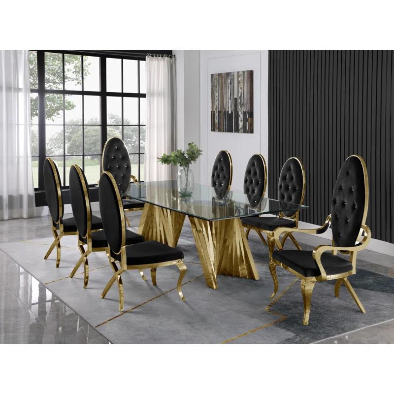 - Person Glass Top Double Pedestal Dining Set