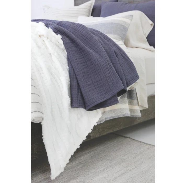Arrowhead Textured Cotton Blanket by Pom Pom at Home - Slate / Queen