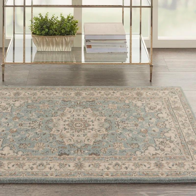 Darya Home Jessika Floral Traditional Aqua Area Rug