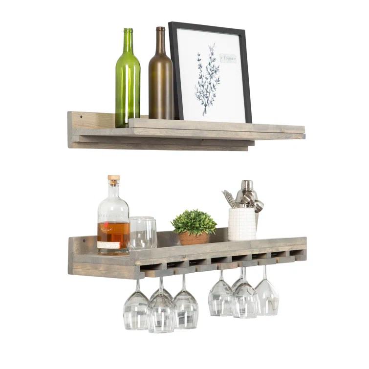 Birch Lane™ Charla Solid Wood Wall Mounted Wine Glass Rack