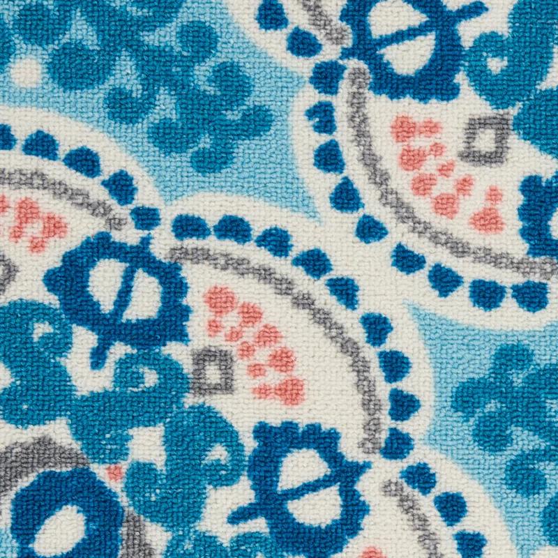 Floral Blue Outdoor Area Rug