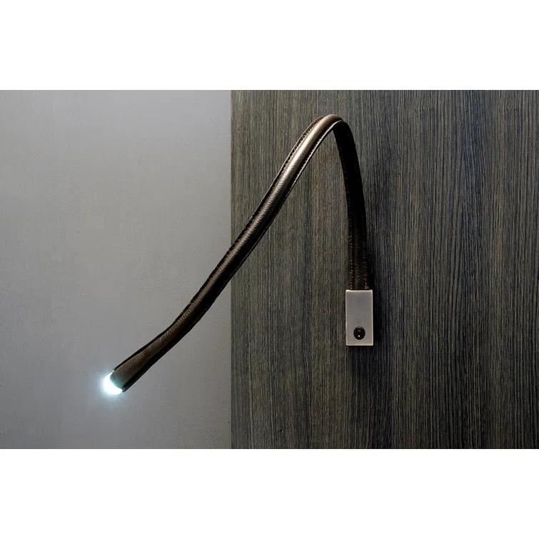 Flexiled 35.4" Satin Nickel Energy Star LED Sconce with Ivory Leather