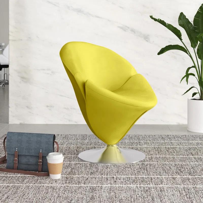 Everly Quinn Aanayah Velvet Swivel Barrel Chair