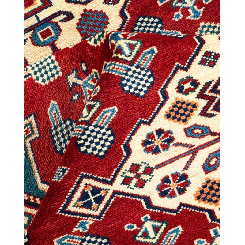 Tribal One-of-a-Kind 5' 1" X 6' 10" 2010s Area Rug in Red/Ivory/Blue