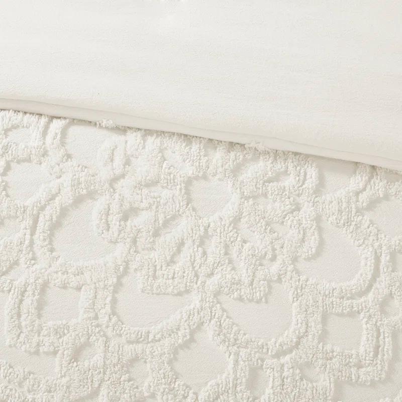 Laetitia Tufted Chenille Cotton 3 Piece Medallion Duvet Cover Set
