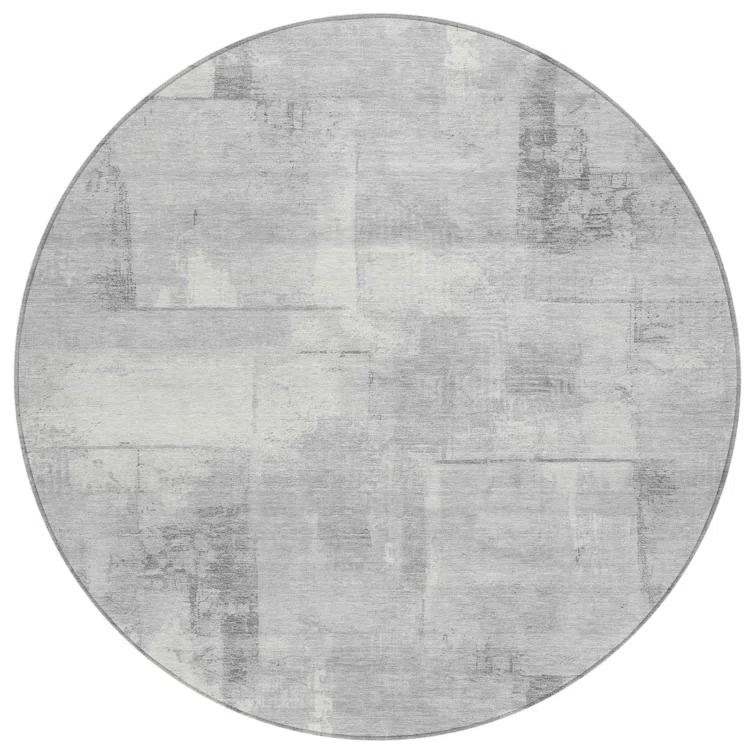 Machine Washable Indoor/Outdoor Cinead ACN1714 Gray Rug