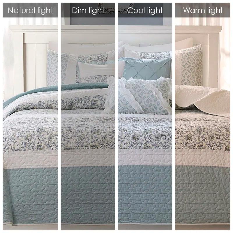 Madison Park Dawn 6 Piece Cotton Percale Quilt Set with Throw Pillows