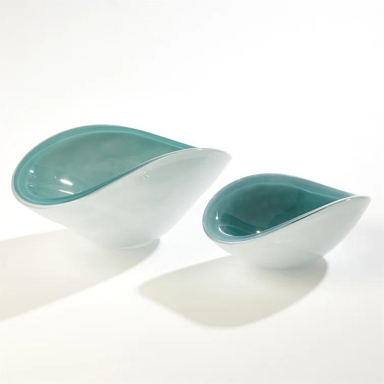 Azure Handcrafted Pinched Glass Decorative Bowl