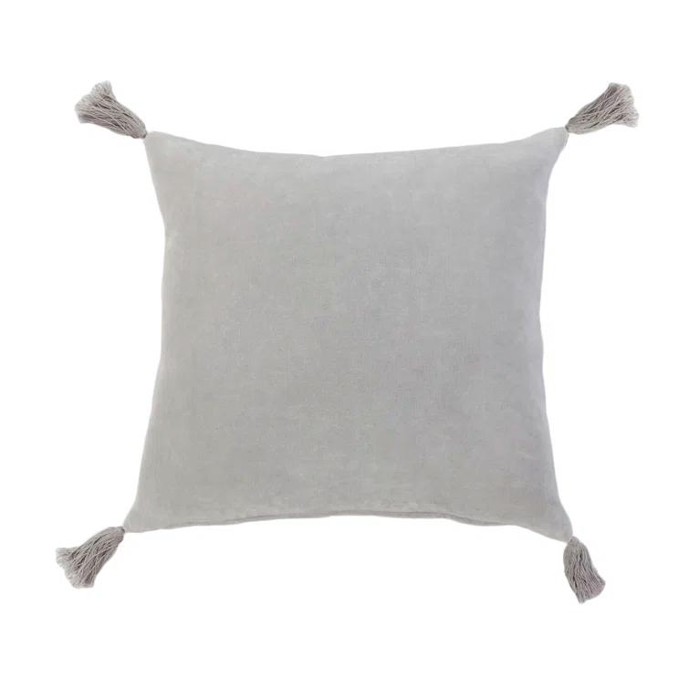 Bianca Velvet Pillow by Pom Pom at Home - Light Gray / Square