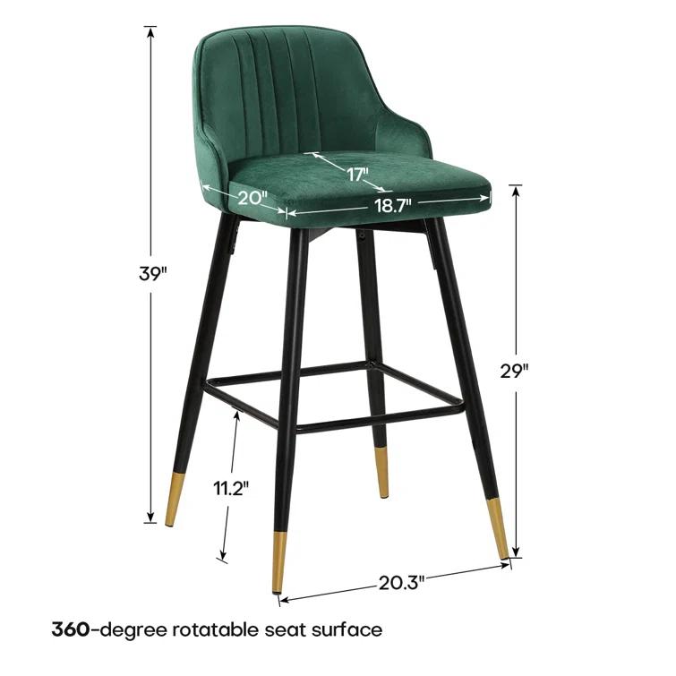 Swivel Velvet Upholstered Counter & Bar Stool (Set of 2)
