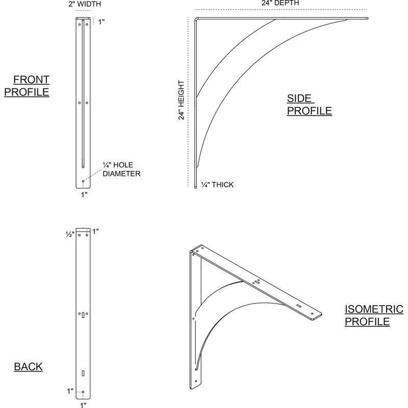 Ekena Millwork Legacy H 2'' W D Metal Bracket / Corbel