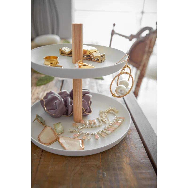 Yamazaki Home Tiered Accessory Trays, Steel + Wood