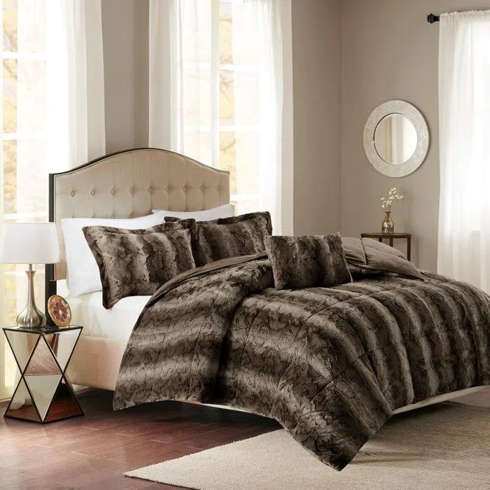 Madison Park Zuri Faux Fur Comforter Set
