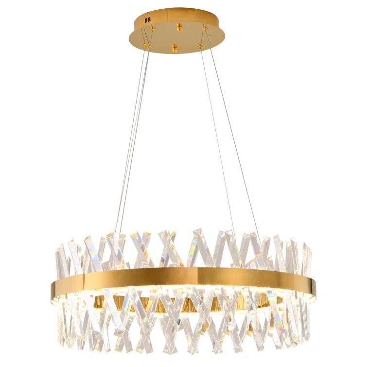 Bethel International LED Chandelier Gold Metal & Crystal