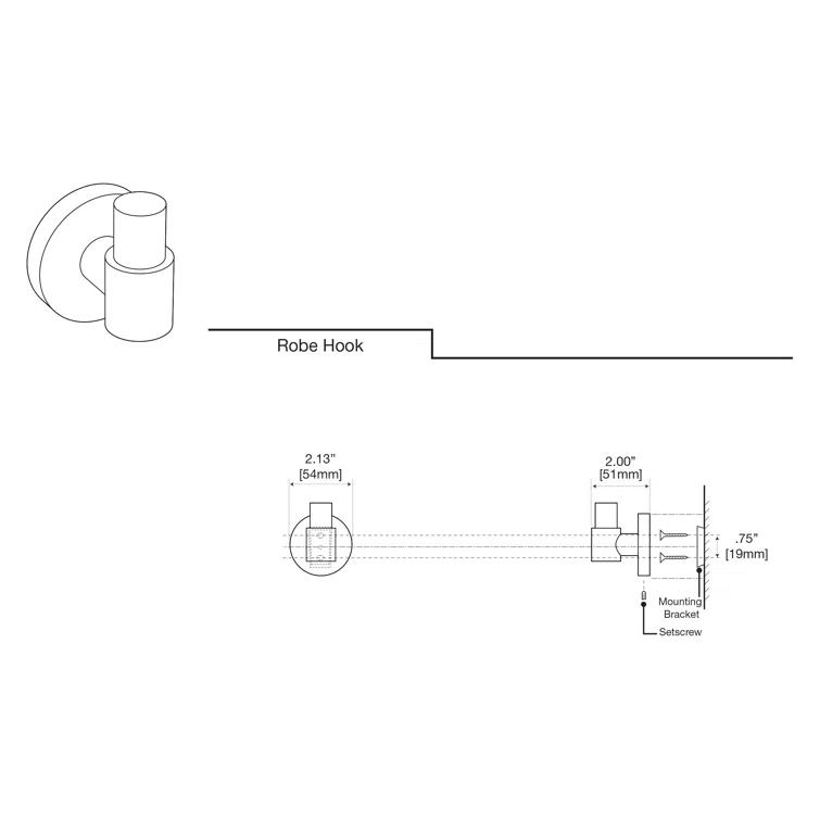 RevealWall Mounted Single Robe Hook | Robe, Towel Hook for Bathroom