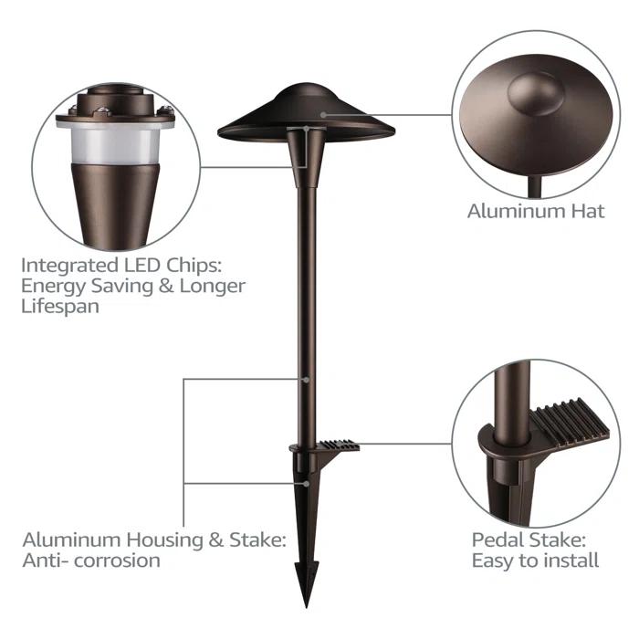 3CCT Low Voltage Landscape Pathway Lights, 5W LED Landscape Path Light, Aluminum, Oil Rubbed Bronze (Set of 12)