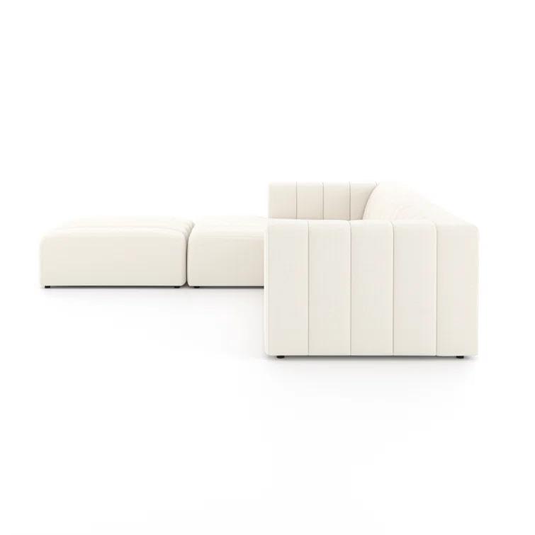Fayette Cloud Tufted Faux Leather 3-Piece Sectional with Ottoman