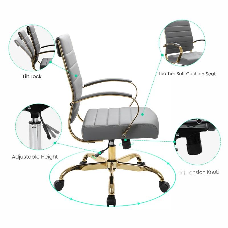 Everly Quinn Naudain Leather Office Conference Chair Modern Executive Meeting Room Chairs