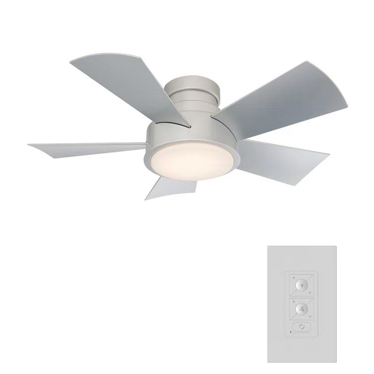 Vox 5 - Blade Indoor/Outdoor Smart Flush Mount Ceiling Fan with Remote Control and LED Light Kit