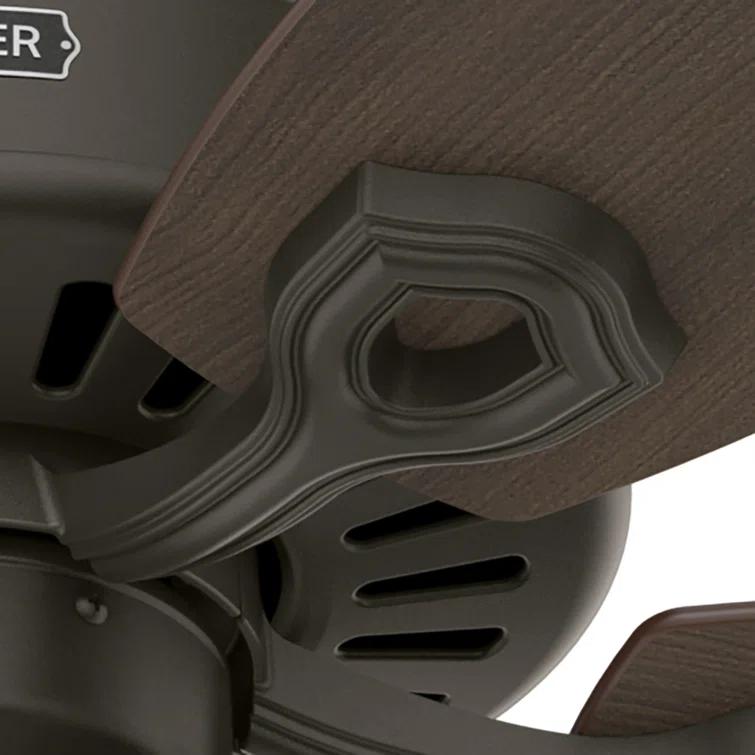 Hunter Fan Builder Plus 52" 5 - Blade Standard Ceiling Fan with Pull Chain and Light Kit Included