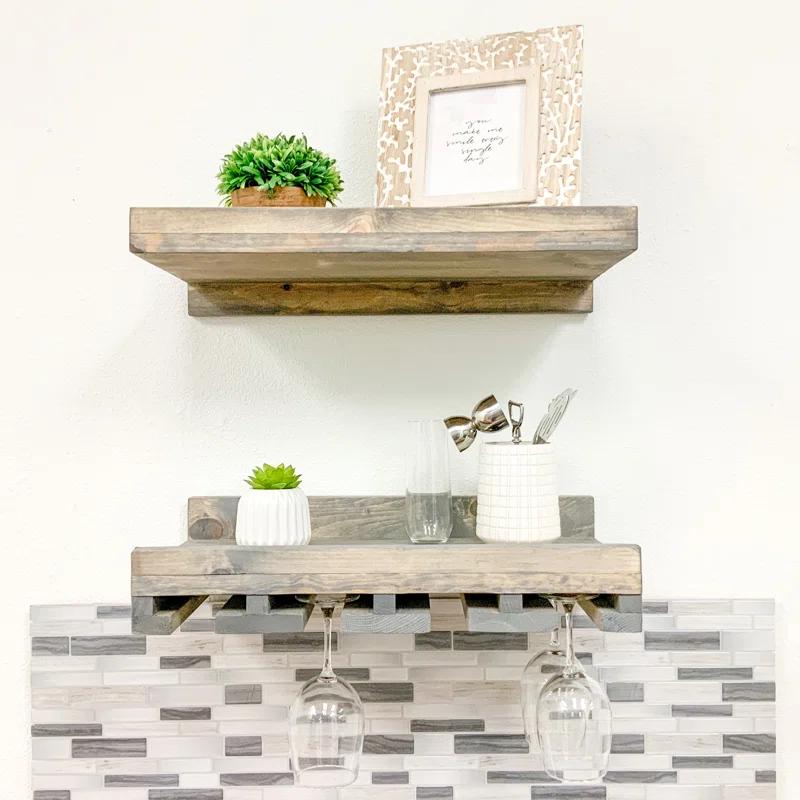 Birch Lane™ Charla Solid Wood Wall Mounted Wine Glass Rack