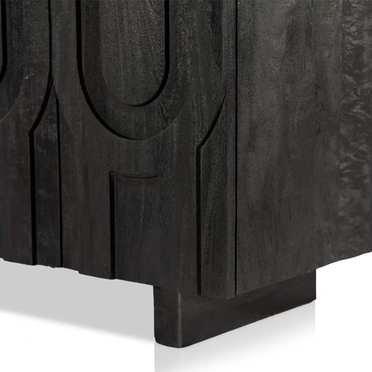 Dark Totem Black Reclaimed Wood Media Console with Cabinet
