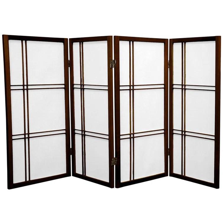 4 ft. Short Double Cross Shoji Screen - Walnut - 4 Panels