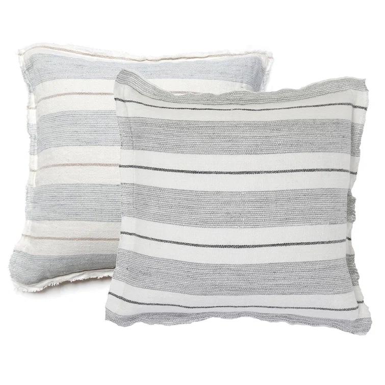 Laguna Linen Pillow by Pom Pom at Home - Ocean / 20" x 20" / Down