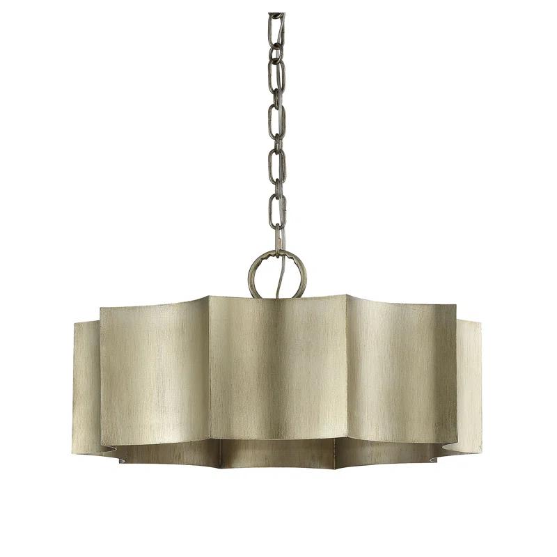 Carney 3 Light Metal Dimmable Scalloped Chandelier