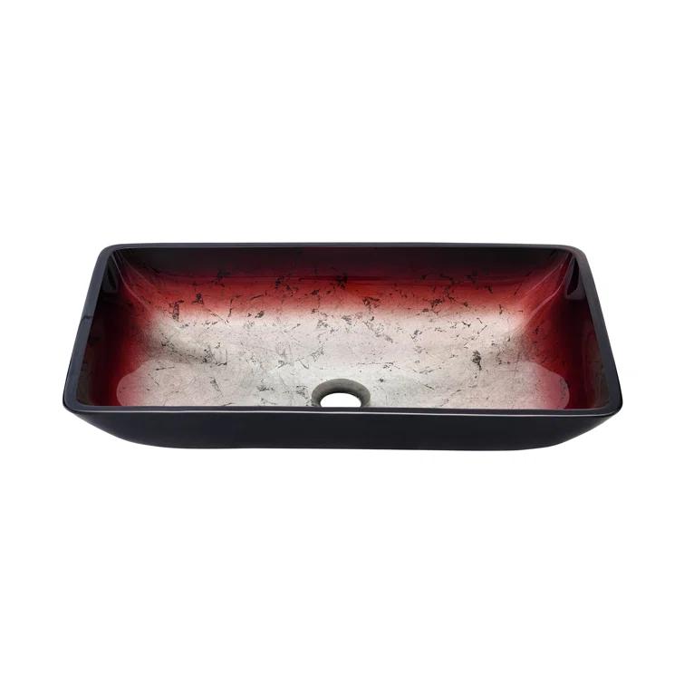 Cascade Rectangular Glass Vessel Sink with Faucet