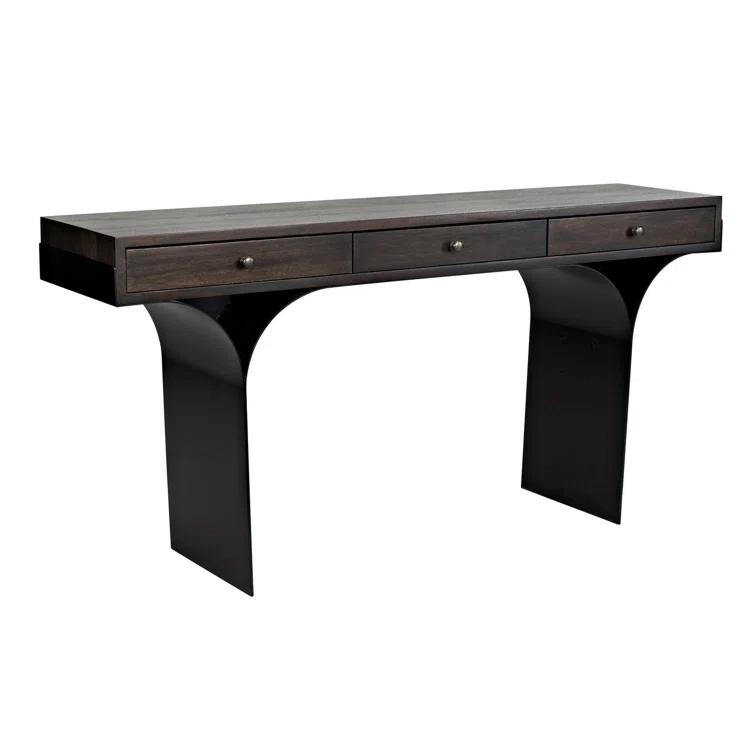 Truss Solid Wood Top Metal Base Writing Desk