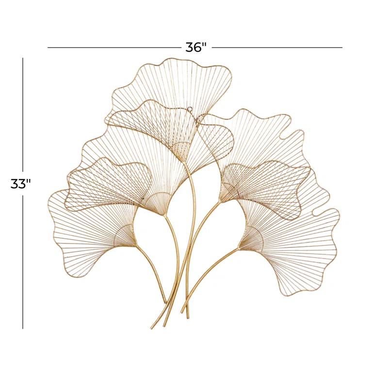 Floral Gold Metal Leaf Wall Décor, 36" X 33"