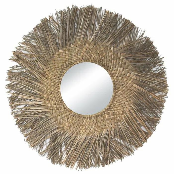 Jillian Seagrass Round Wall Mirror