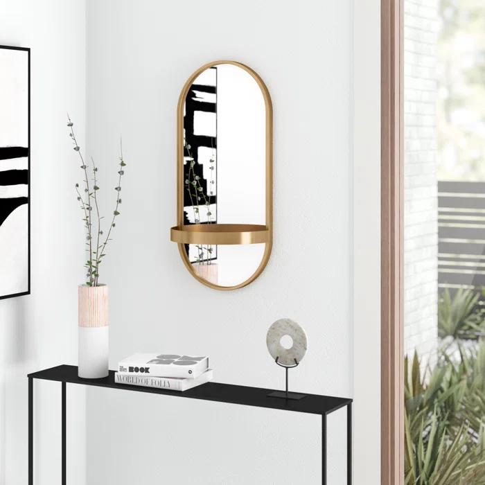 Lumi Metal Flat Mirror with Shelves