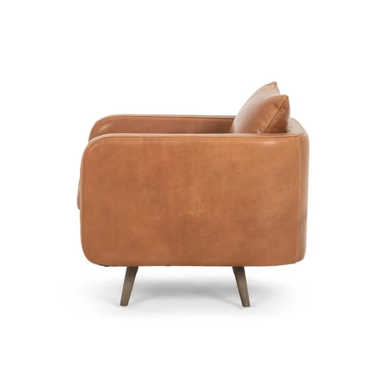 Rounded Back Leather Swivel Chair