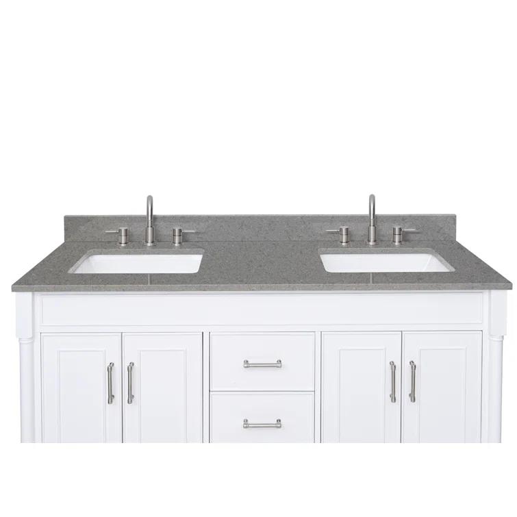 61'' Quartz Double Bathroom Vanity Top with Sink