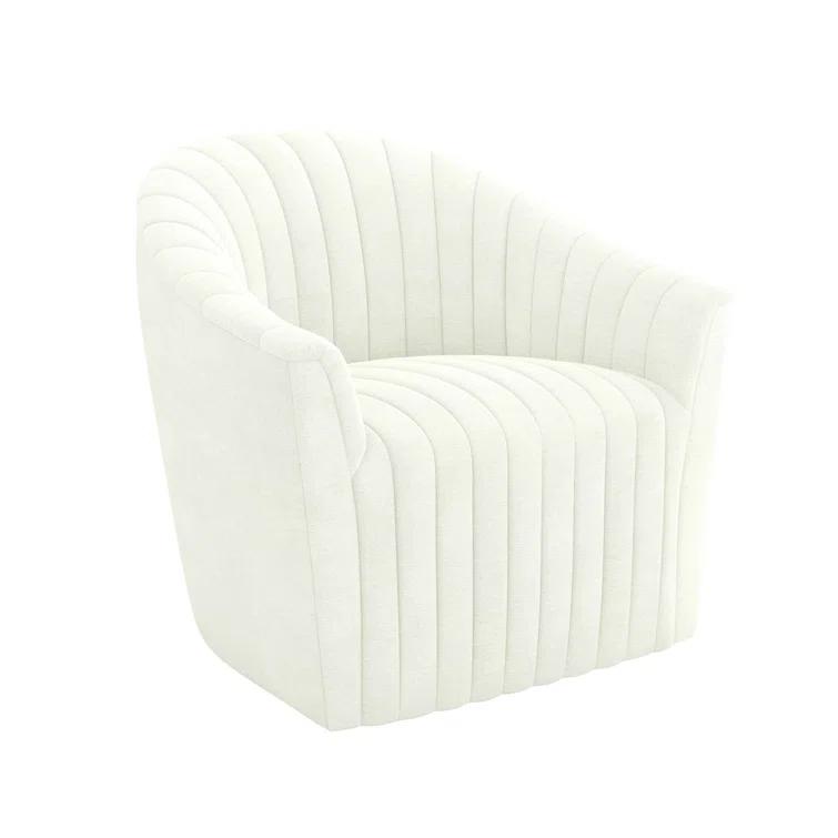 Channel Upholstered Swivel Barrel Chair