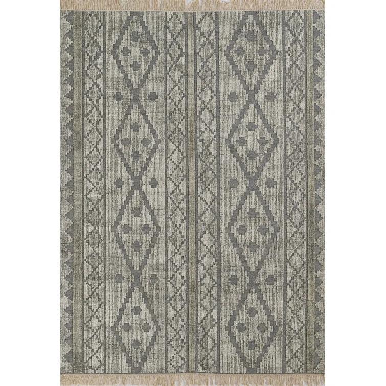 2'x3' Bristol Accent Rug Gray - Momeni: Handmade Geometric Wool & Cotton, Low Pile, Traditional Indoor Decor