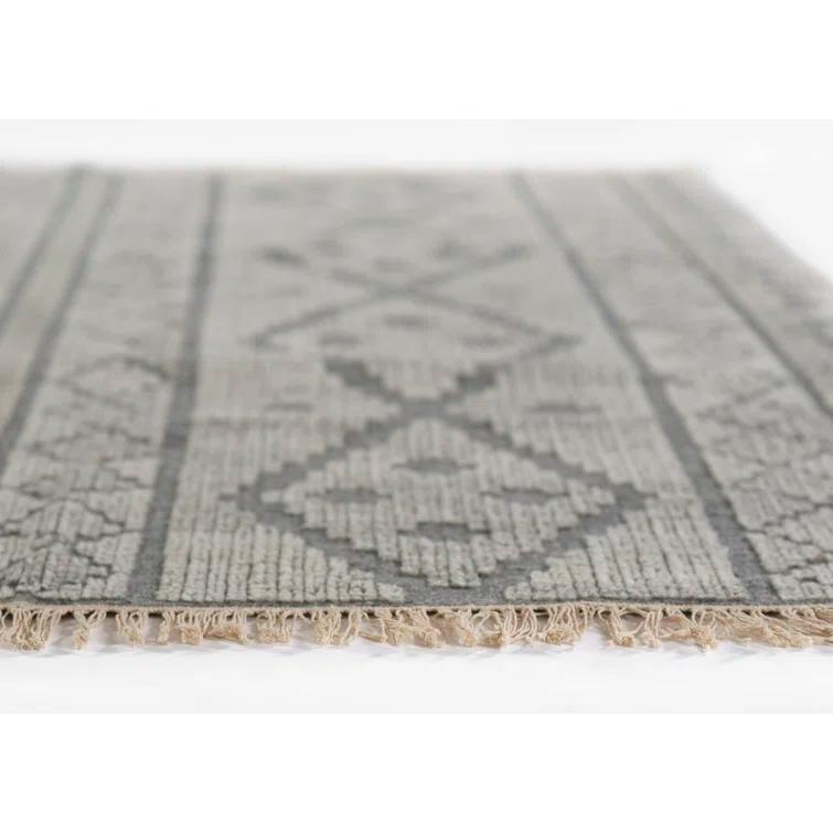 2'x3' Bristol Accent Rug Gray - Momeni: Handmade Geometric Wool & Cotton, Low Pile, Traditional Indoor Decor