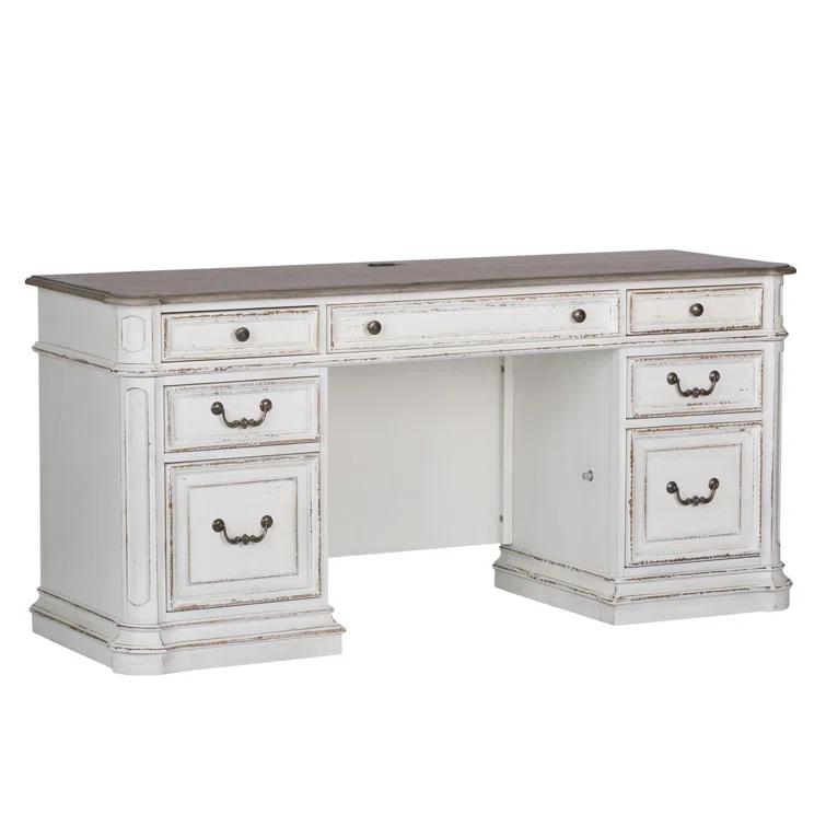 Liberty Furniture Salinas Credenza Home Office Desk with Built in Outlets
