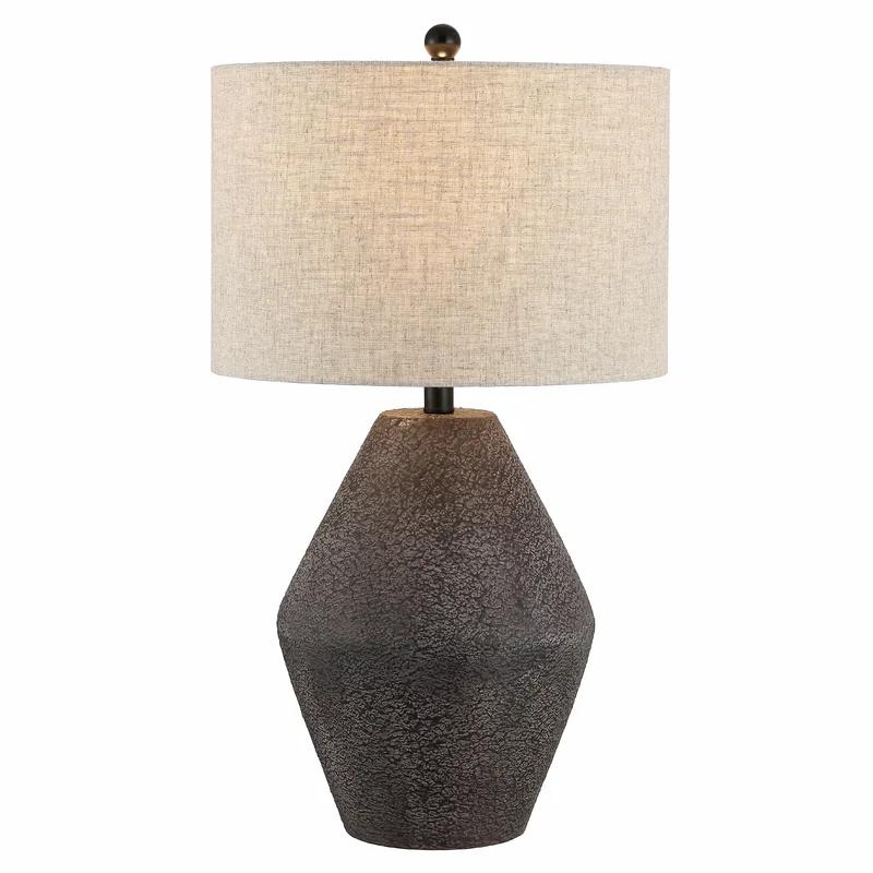 Ersta Angled Gourd Silhouette Table Lamp in Earthy Brown with Oatmeal Shade