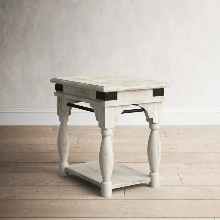 Riverside Furniture Regan Farmhouse Wood Chairside Table in Farmhouse White