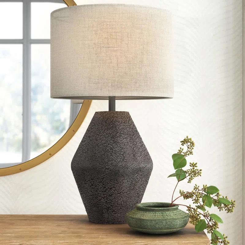 Ersta Angled Gourd Silhouette Table Lamp in Earthy Brown with Oatmeal Shade