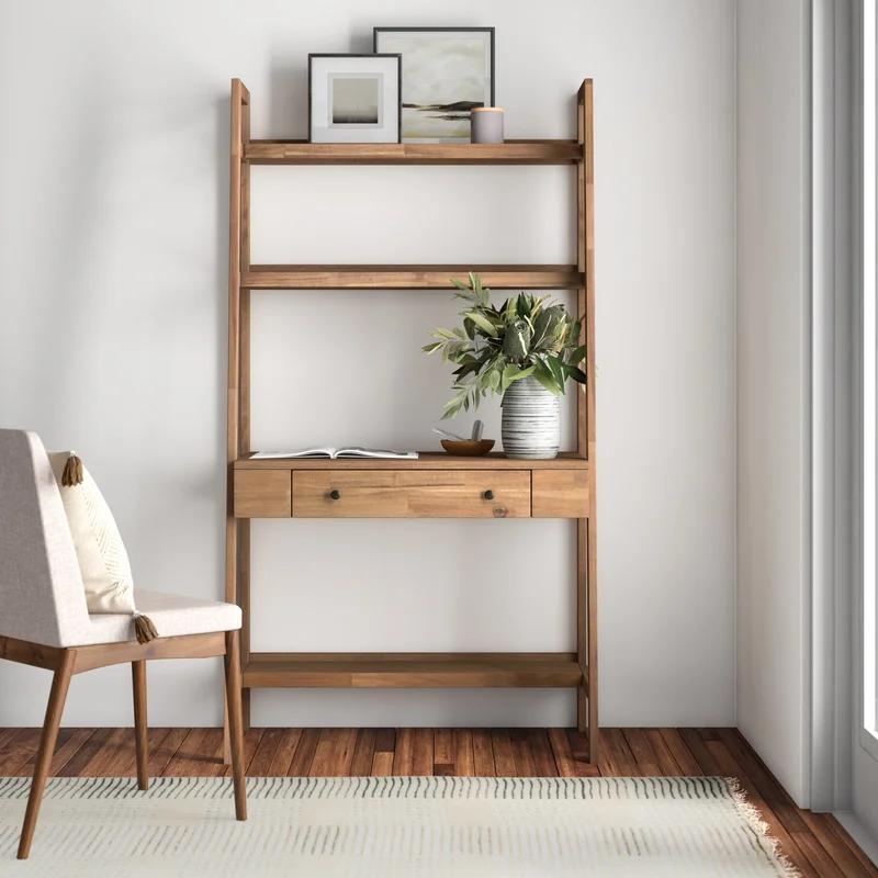 Henley Newton Brown Wall Desk with Drawer and Open Storage