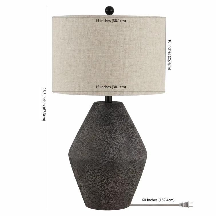 Ersta Angled Gourd Silhouette Table Lamp in Earthy Brown with Oatmeal Shade