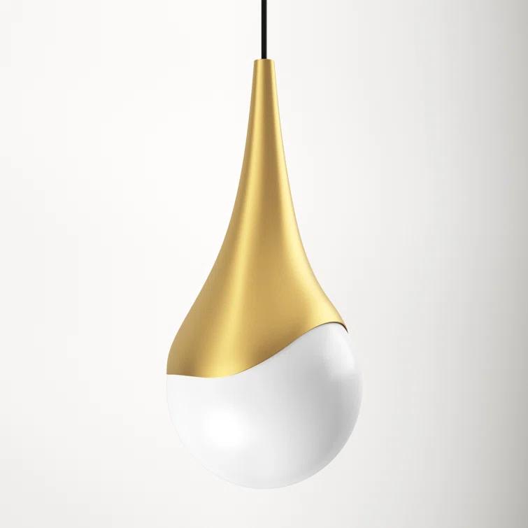 Ariana Aged Brass 1-Light Pendant with Opal Glossy Glass Shade