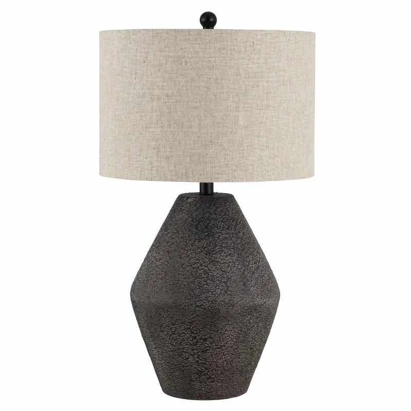 Ersta Angled Gourd Silhouette Table Lamp in Earthy Brown with Oatmeal Shade