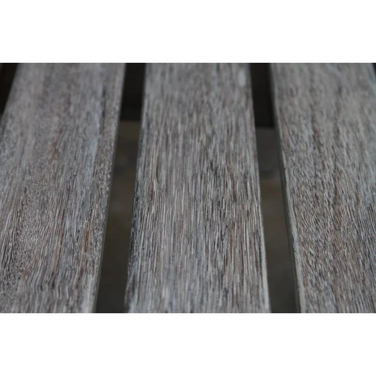 Curved Eucalyptus Wood Slatted End Table in Grey Wash