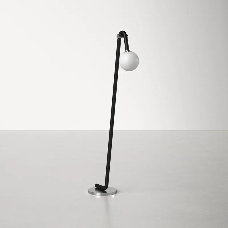 Contemporary Whit 60'' Adjustable Arc Floor Lamp in Black and Silver