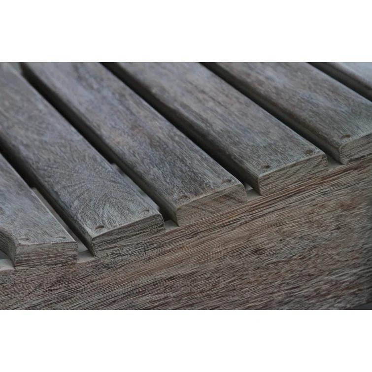 Curved Eucalyptus Wood Slatted End Table in Grey Wash